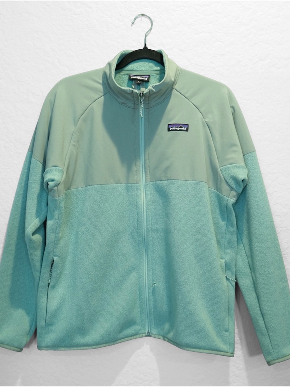 Patagonia Better Sweater Jacket Full Zip Women’s Size L Mint Green Pockets *Read